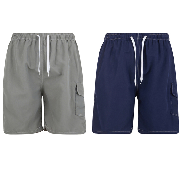 2-Pack Men Swim Trunks, Men Board Shorts Cargo Pocket Bathing Suit Blue & Olive - Picture 6 of 11